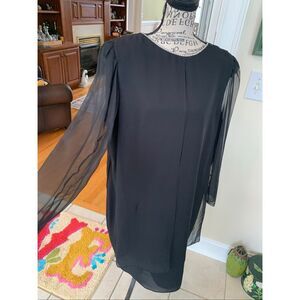 VTG PATRA WOMAN BLACK SHEER LINED RHINESTONED LONG SLEEVE